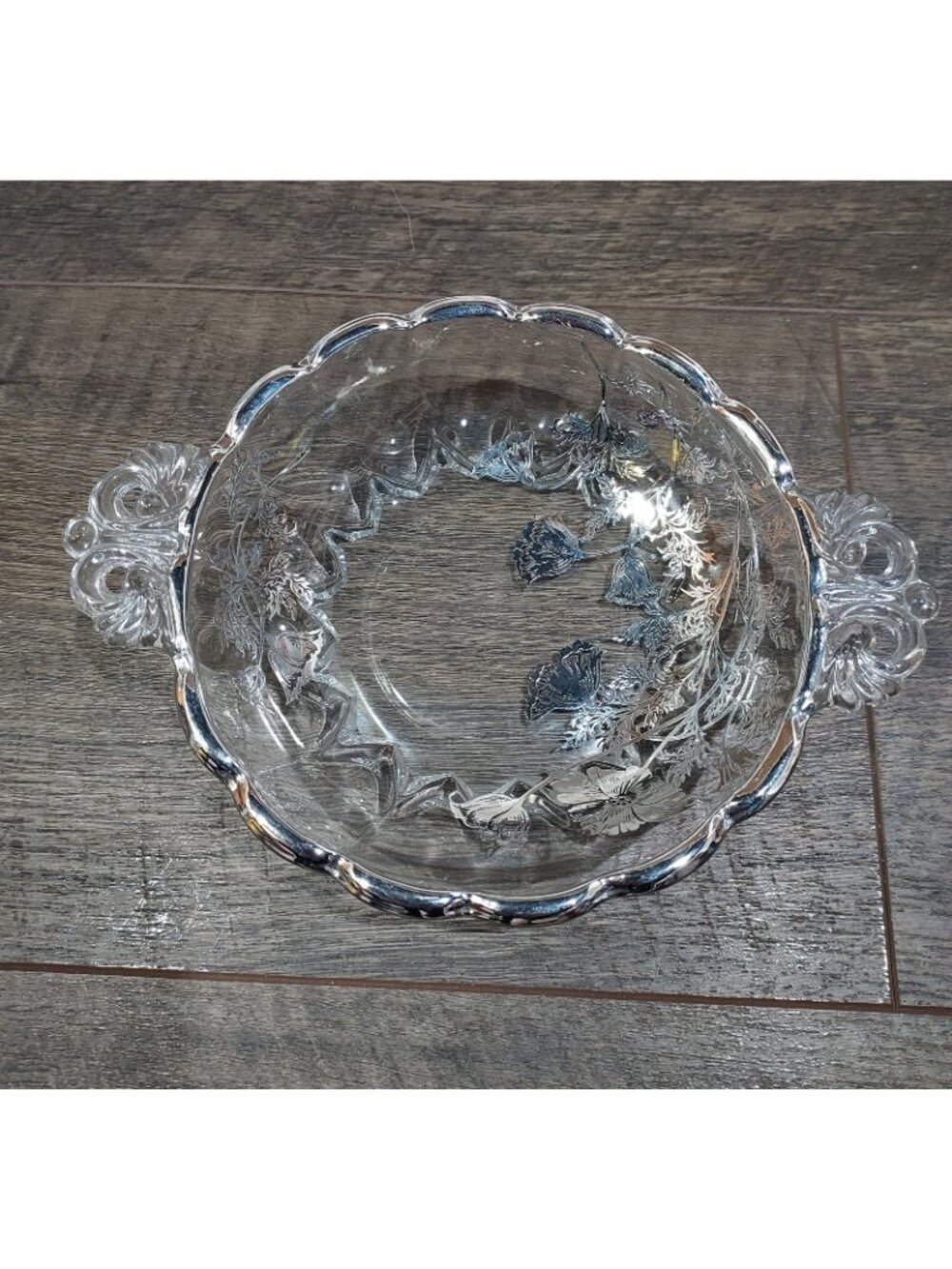 Dish Glass Flanders Silver City Candy Nuts Relish Poppy MidCentury Reticulated - Picture 4 of 9